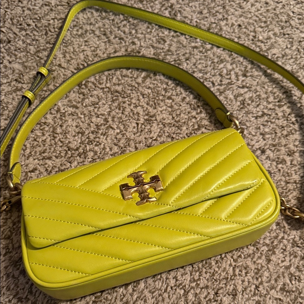 Tory Burch Vibrant Green Quilted Crossbody Bag